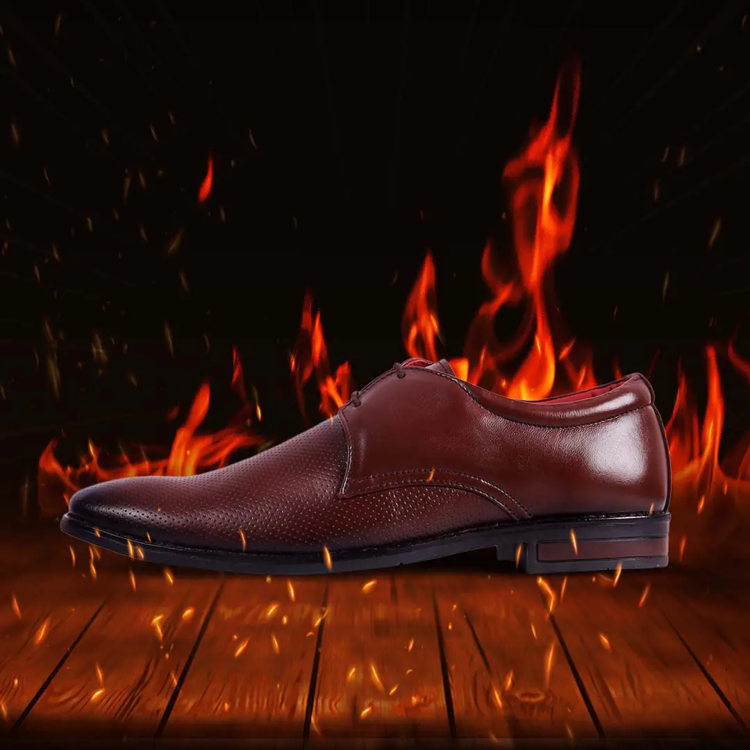 5001 Brown-11 Rhynos Brown Color Derby shoe On Fire