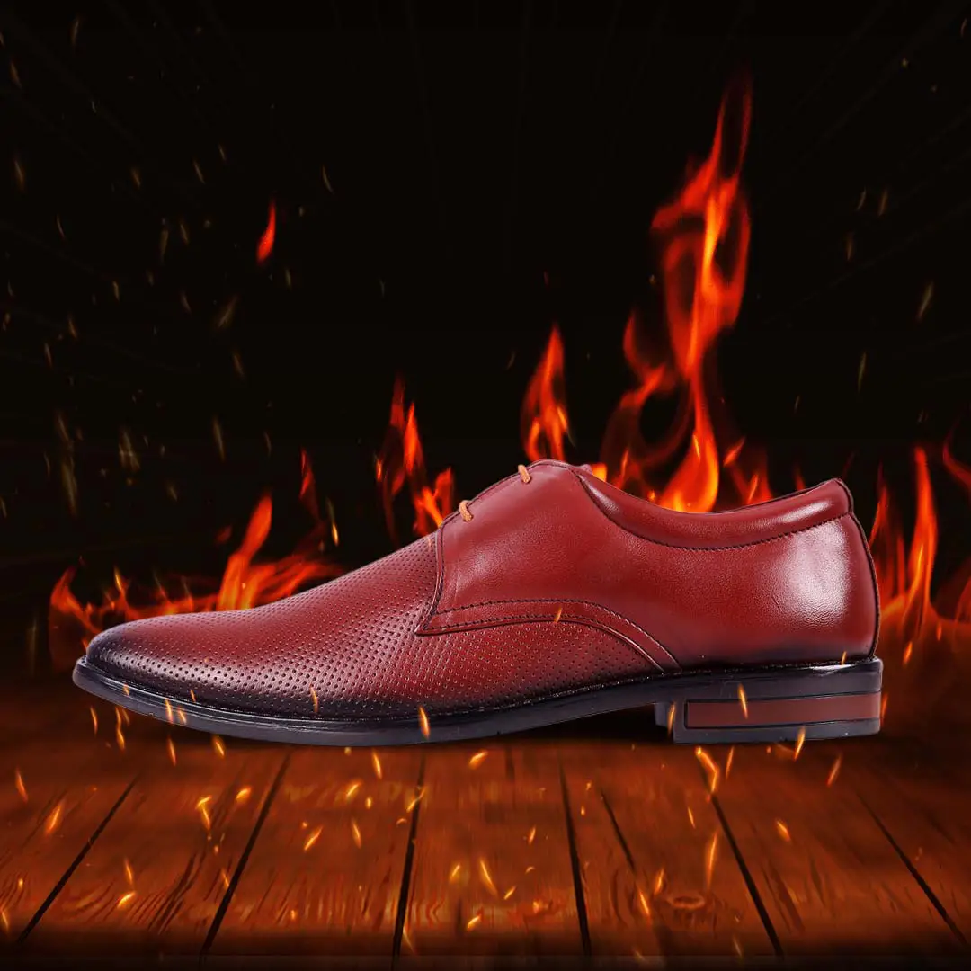 5001 Tan-11 Rhynos Tan color Derby shoe on Fire