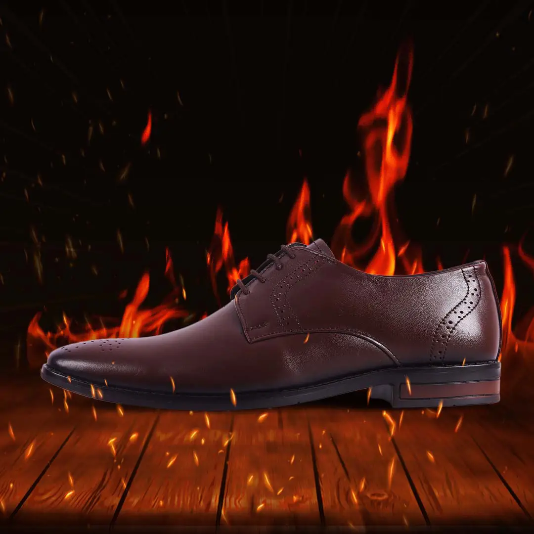 5001 Tan-11 Rhynos Tan color Derby shoe on Fire - Image 3