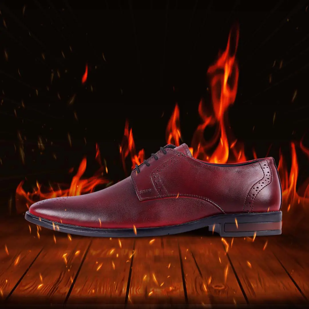 5001 Tan-11 Rhynos Tan color Derby shoe on Fire - Image 4