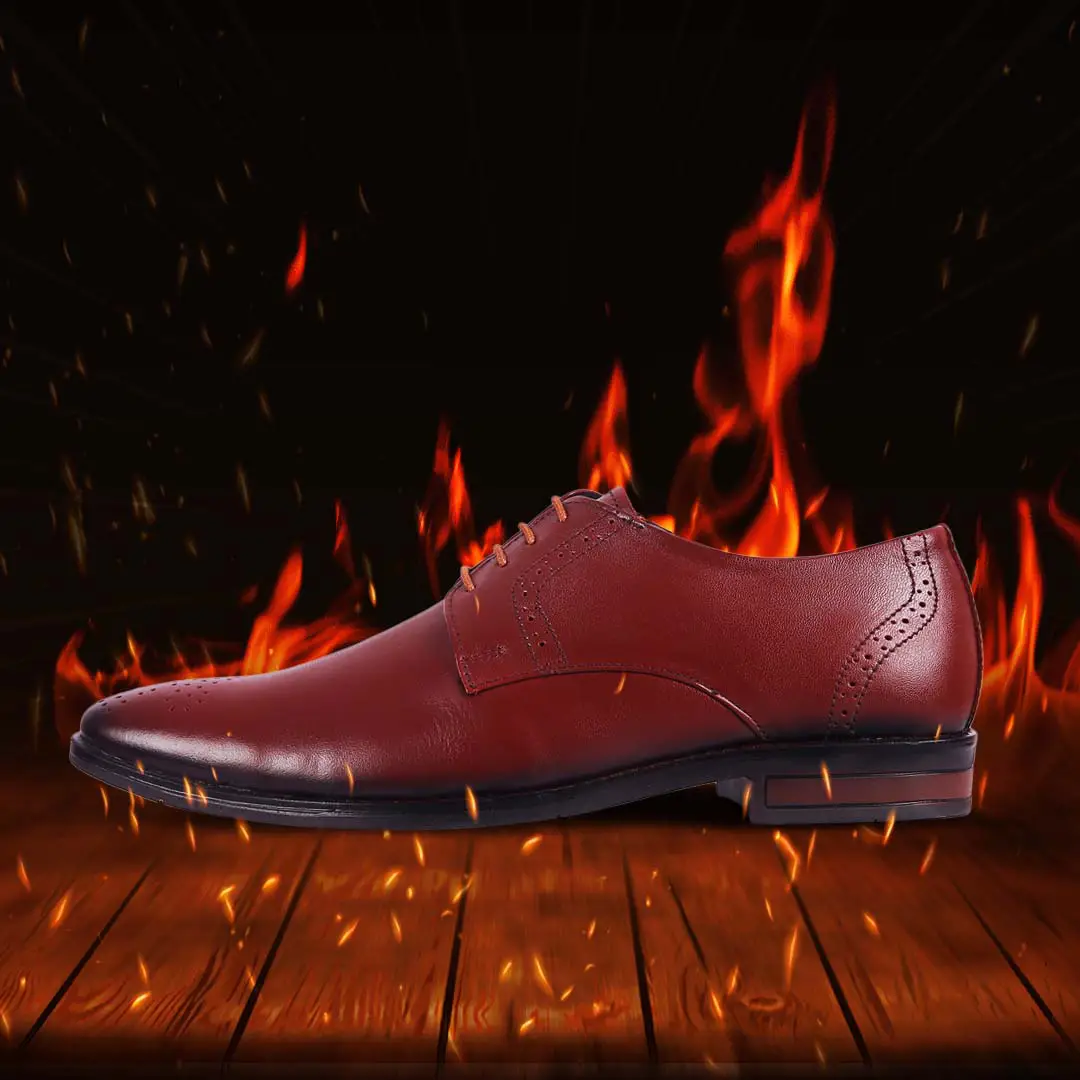 5001 Tan-11 Rhynos Tan color Derby shoe on Fire - Image 5