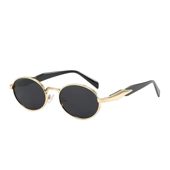 Dervin Retro Oval Sunglasses for Men & Women | Metal Frame | UV400 Protection | Durable, Stylish & Trending Shades