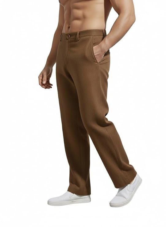 Linen Pants for man | Lower for man | Chinos for Casual Wear |Straight fit Trouser for Men | Elastic Waist Brethable Summer Pants for Regular, Office Wear