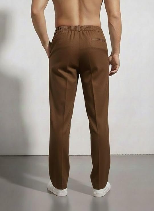 Linen Pants for man | Lower for man | Chinos for Casual Wear |Straight fit Trouser for Men | Elastic Waist Brethable Summer Pants for Regular, Office Wear - Image 3