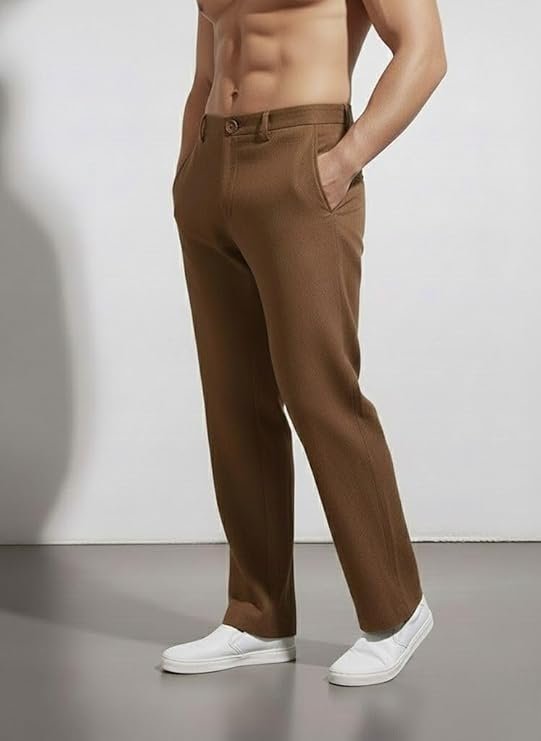 Linen Pants for man | Lower for man | Chinos for Casual Wear |Straight fit Trouser for Men | Elastic Waist Brethable Summer Pants for Regular, Office Wear - Image 4