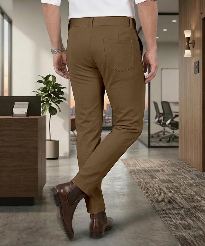Mehrang Men's Stretchable Stretchable Formal Pant Trousers | Stylish Slim Fit Men's Wear Trousers for Office or Party | Polycotton Knitted Fabric - Image 3