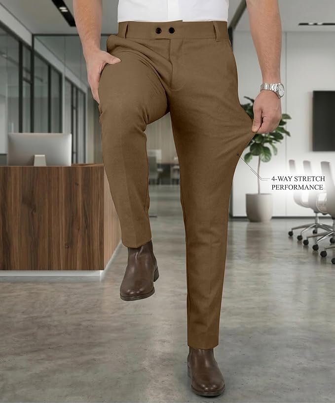 Mehrang Men's Stretchable Stretchable Formal Pant Trousers | Stylish Slim Fit Men's Wear Trousers for Office or Party | Polycotton Knitted Fabric - Image 4