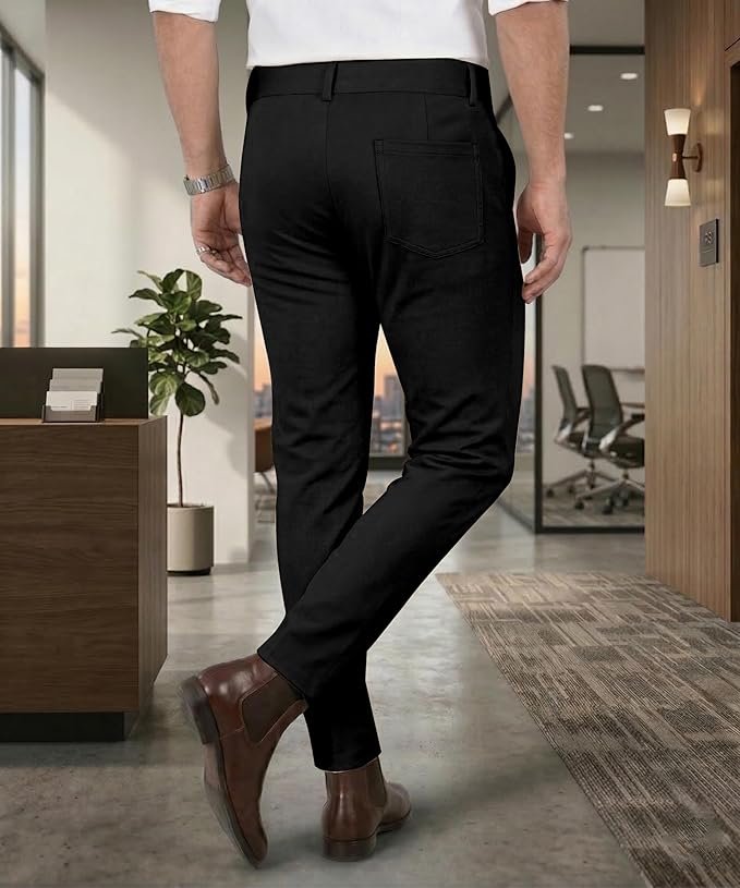 Mehrang Men's Stretchable Stretchable Formal Pant Trousers | Stylish Slim Fit Men's Wear Trousers for Office or Party | Polycotton Knitted Fabric - Image 3